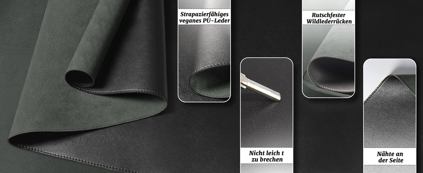 Двостороння шкіряна підкладка на стіл 120x60 см, водонепроникний захисний килимок для робочого столу з замшею (Чорний)