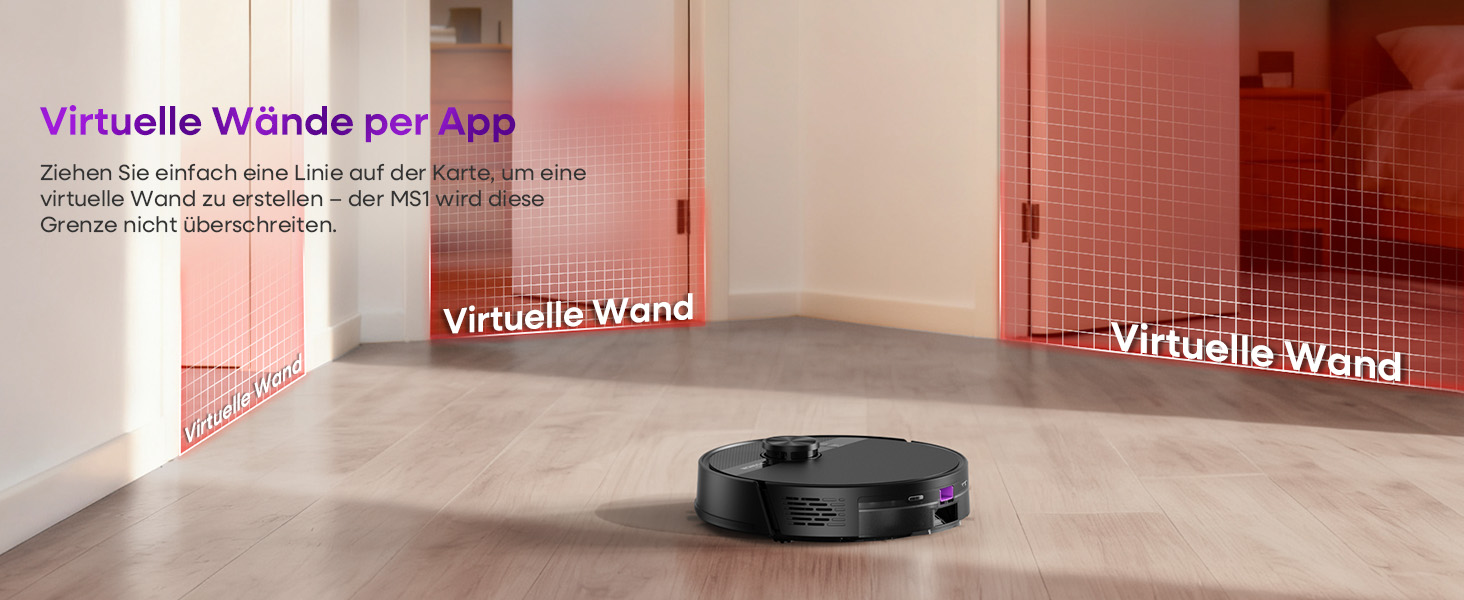 Робот-пилосос MONSGA з функцією миття, 5000Pa, час роботи 180 хв, система захисту від ковтунів, LiDAR навігація, для килимів та шерсті тварин, керування через додаток та пульт (чорний)