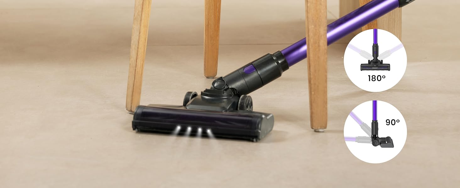 Бездротовий пилосос Vexilar Akku: 60 хв роботи, 45 kPa, 550 Вт, 6-в-1, LED дисплей, для дому та авто, видаляє шерсть тварин