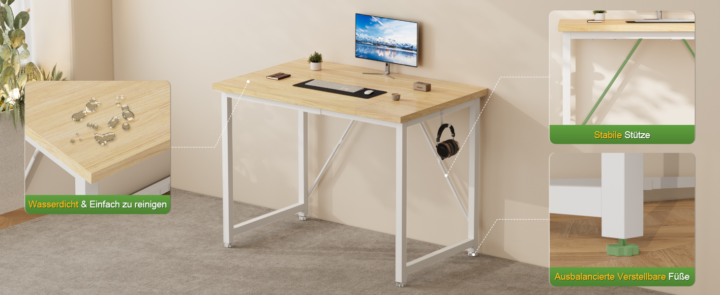 Комп'ютерний стіл Devoko, стіл для ноутбука, (акорн, 100 x 60 x 75 см)