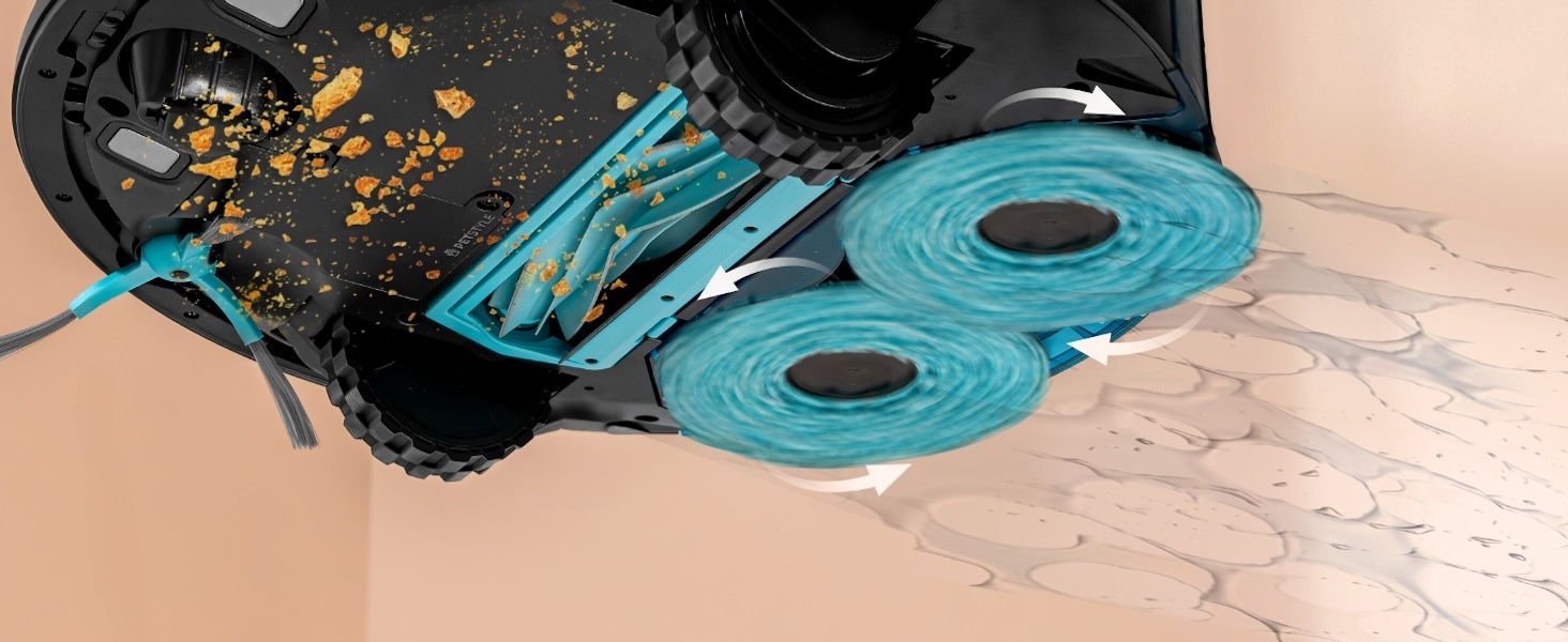 Робот-пилосос та робот-мийник Cecotec Conga M100 X-Treme з AI та керуванням через додаток. Потужність всмоктування 20000Pa, штучний інтелект, силіконова щітка Anti-Tangle, обертові мопи, автономність до 220м²