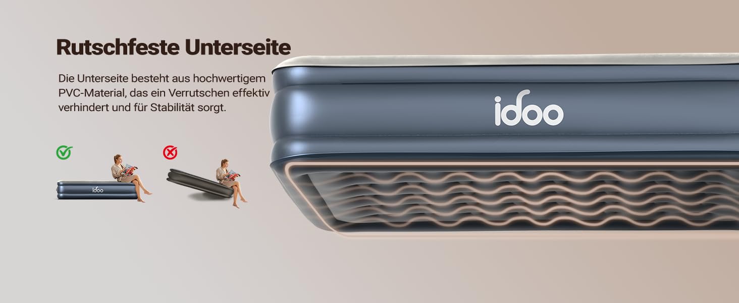 Надувне ліжко iDOO для 2 осіб з електричним насосом, 152x203x38 см, 295 кг, для кемпінгу