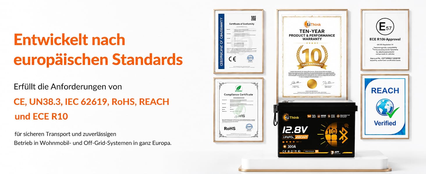 LiFePO4 акумулятор 12V 100Ah H190 ECE R10 з Bluetooth 5.4 для кемперів та будинків на колесах (12V 280Ah MINI)