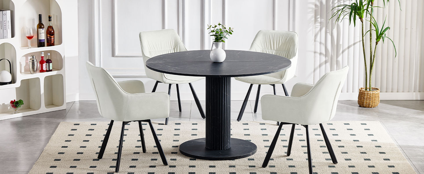 Набір обідніх крісел 6 шт. з поворотним механізмом, крісла з підлокітниками, поворот на 360°, м'яке крісло з велюру, для вітальні, кухні, робочого кабінету, спальні, коричневе, 6 шт.