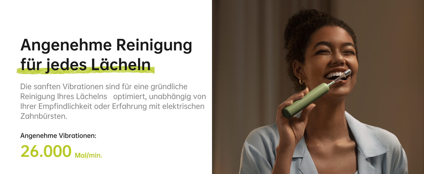 Laifen Wave Spezial: Електрична звукова зубна щітка з вібрацією та осциляцією, для дорослих, з додатком, 2 насадки (зелена)