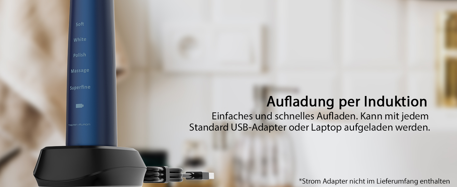 Електрична зубна щітка Tristan Auron – 55 000 вібрацій, 5 режимів, 60 днів роботи від акумулятора, 2 насадки, компактна та тиха (червона)