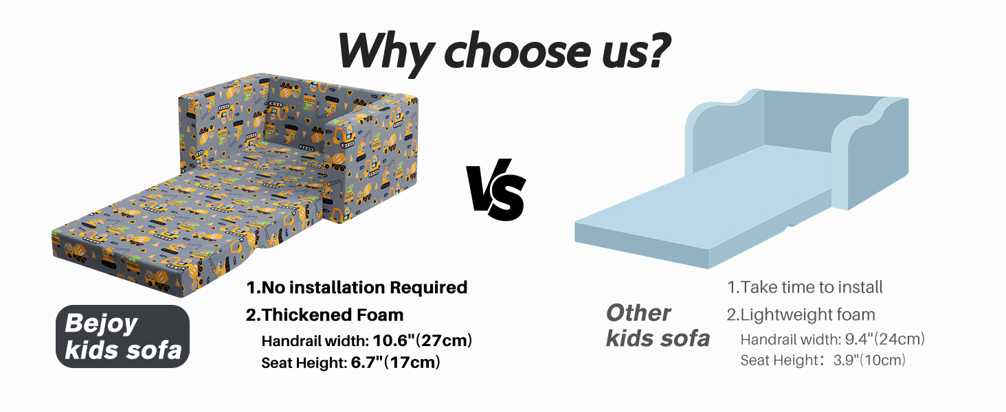 Дитяче диван-ліжко BEJOY 2 в 1: диванчик та крісло, Sherpa, сірий з машинками для дитячої кімнати, подарунок