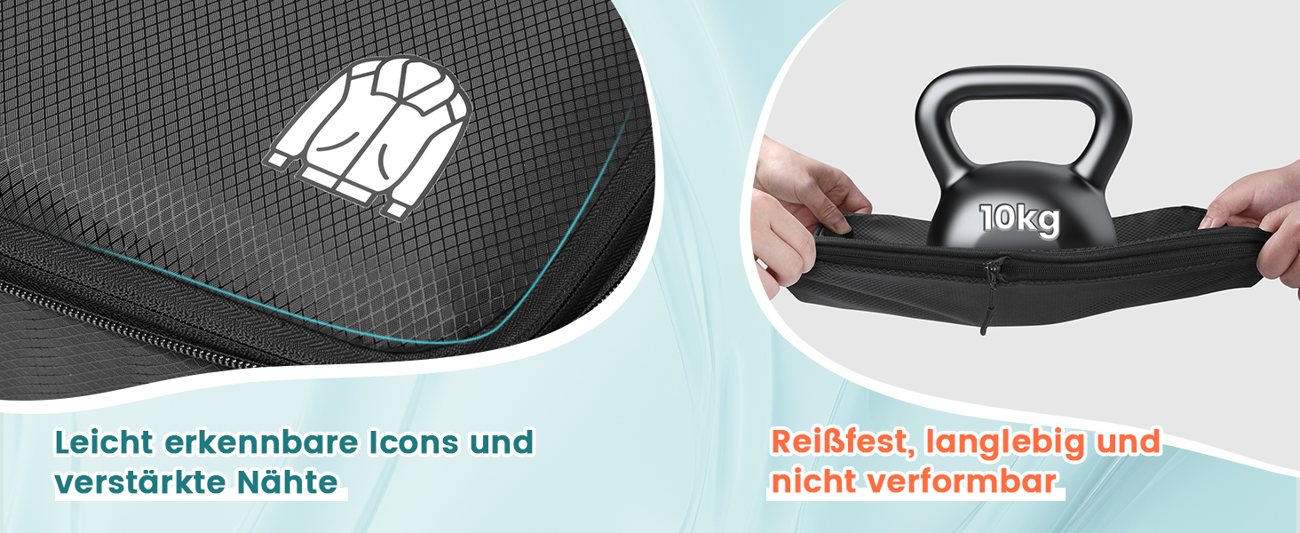 Набір органайзерів для подорожей у валізу з компресією, 8 шт, водонепроникні пакувальні куби для ручної поклажі та рюкзака, світло-блакитний