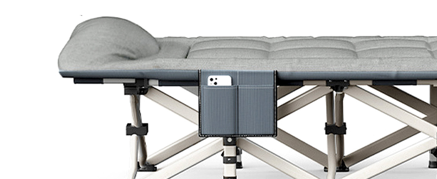 Розкладне кемпінгове ліжко CALIYO, польове ліжко для гостей до 200 кг, 190 x 68 x 40 см, з сумкою для зберігання, світло-сіре