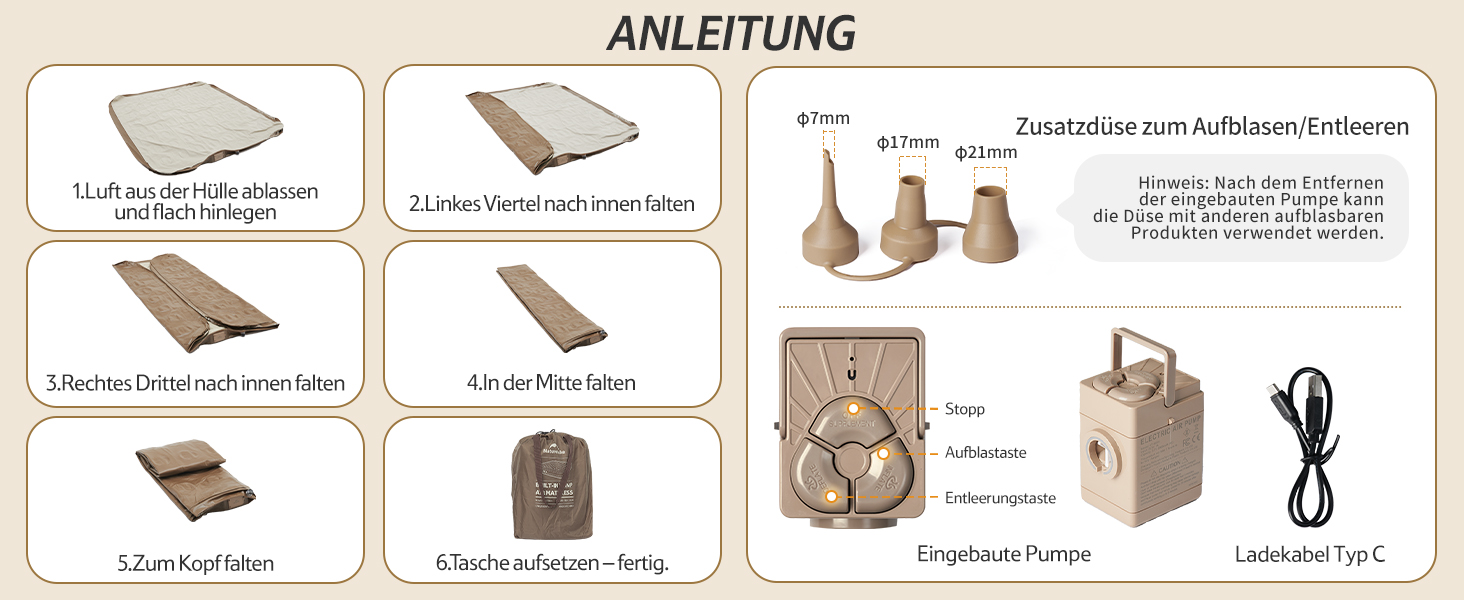 Надувний матрац Naturehike 2 особи, самонадувний з акумуляторним насосом, 198x152x45 см для кемпінгу та дому, легкий, зручний, швидко надувається