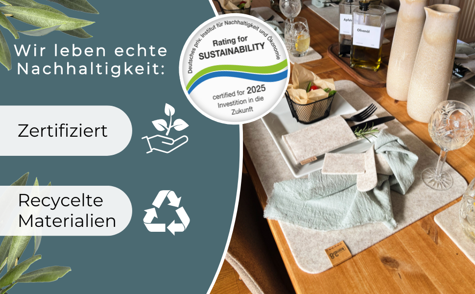 Набір килимків на стіл Kontor28® з фетру (4 шт., бежевий) | З переробленого rPET-фетру, миючі, стійкі до подряпин та тепла | Made in Germany