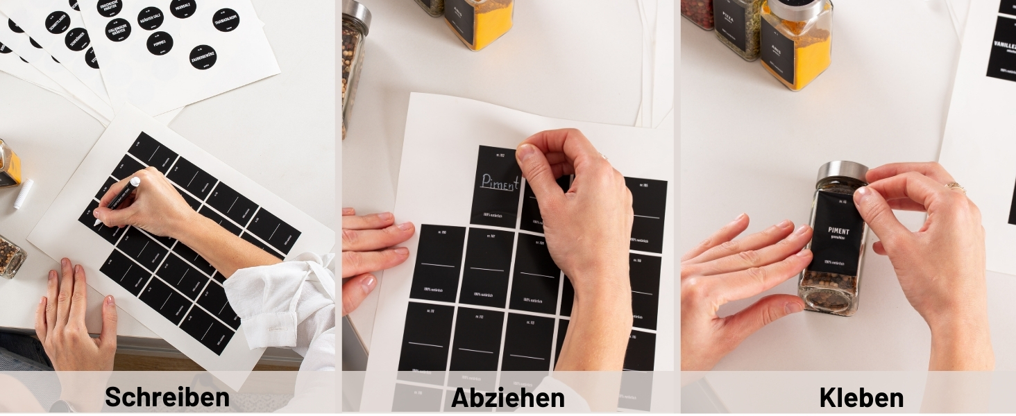 Набір скляних банок для спецій Deco haus® (24 шт.) з етикетками та ситами - органайзер для спецій