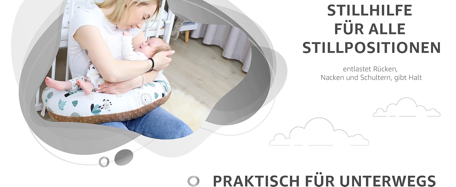 Подушка для годування Totsy Baby Stillkissen Mond Minky 130 см Оленя Сіра (Oeko-Tex) - підтримка для годування груддю