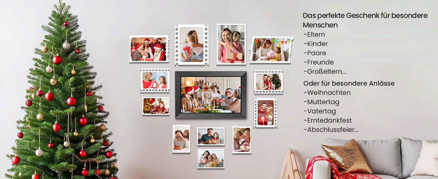 FRAMEO Цифровий фотоальбом 10.1 дюйма з Wi-Fi, IPS сенсорний екран, 32GB пам'яті, автоповорот, чорний