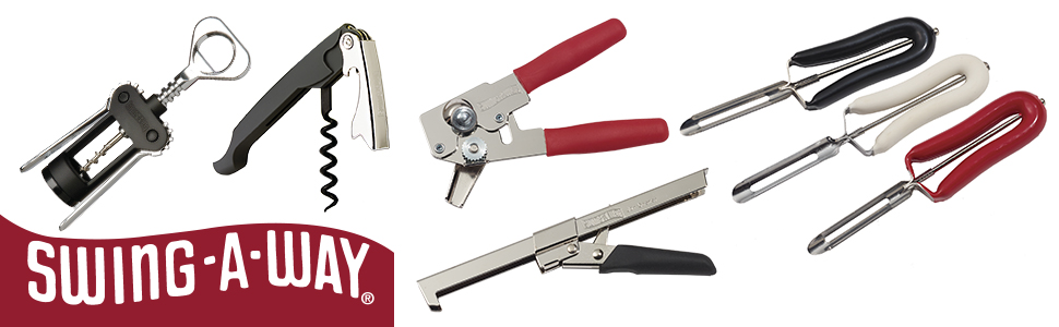 Відкривачка для банок KitchenCraft Swing-A-Way з нержавіючої сталі з відкривачем для пляшок, 8.5 x 5 x 18 см