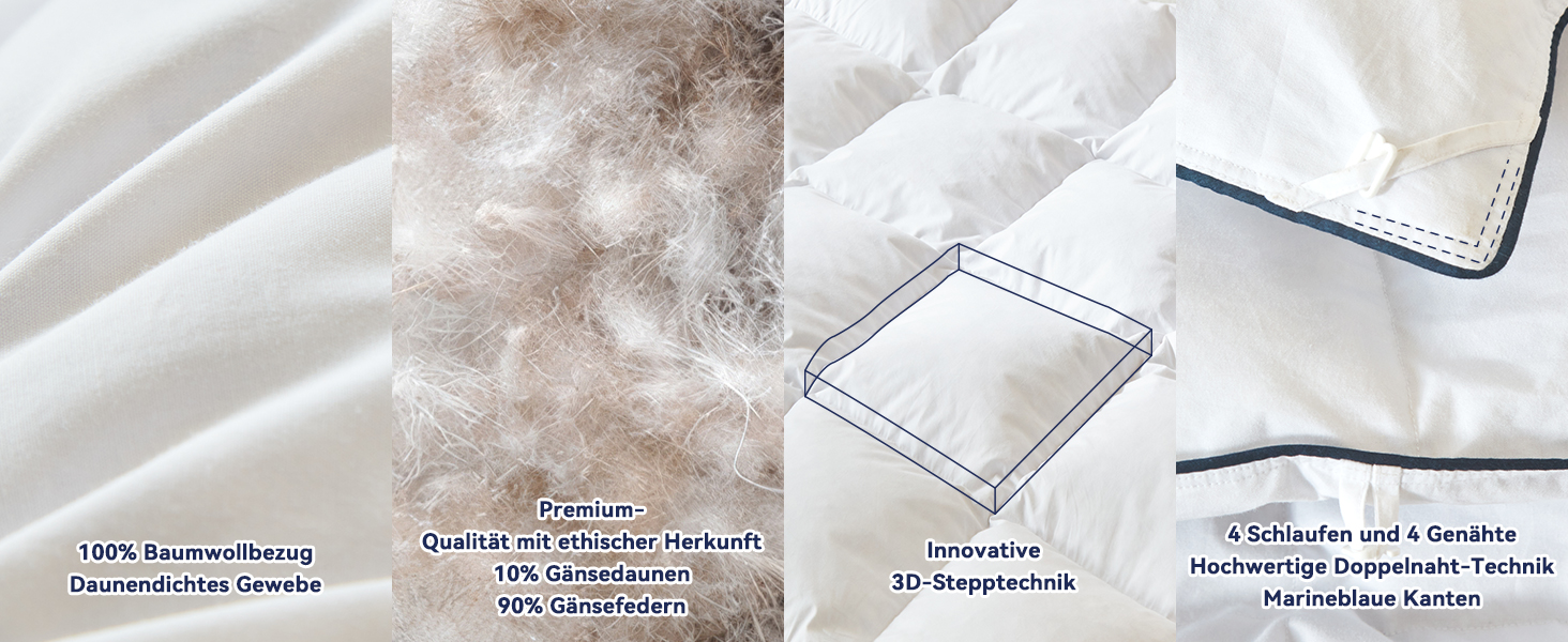 Преміум ковдра з гусячого пуху та пера 135x200 см, цілорічна, з біо-бавовни, сертифікація Öko-TEX 100, DOWN Pass, RDS, 135 x 200 см