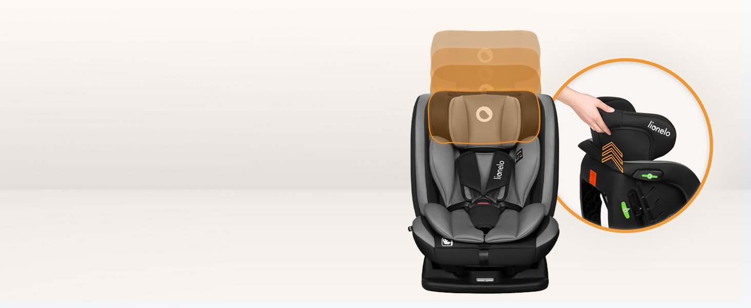 Автокрісло Lionelo AART I-Size для дітей 40-150 см, чорне, з регулюванням спинки та підголівника, R129 i-Size