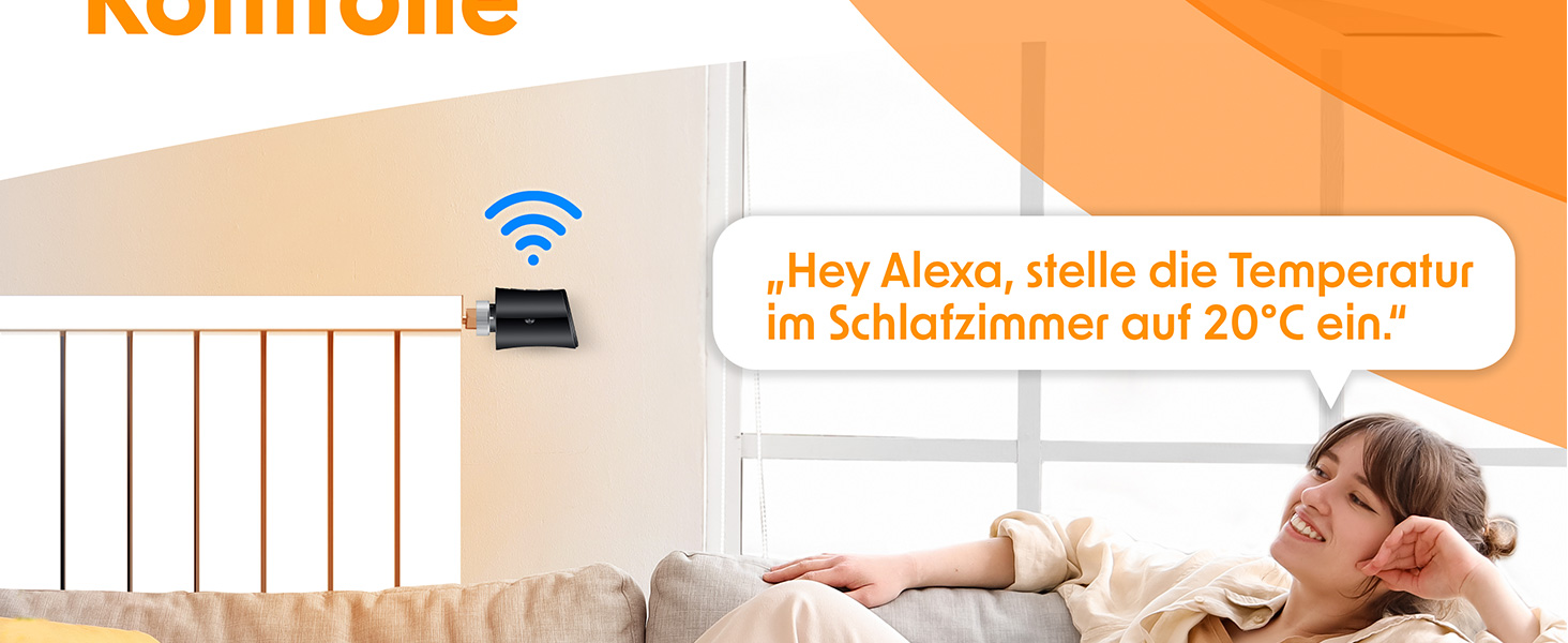 KESSER® WiFi термостат на радіатор опалення з керуванням через додаток Smart Home | Комплект з 6 вентилів для опалення, сумісний з Alexa та Google Assistant | Економія енергії та коштів, білий