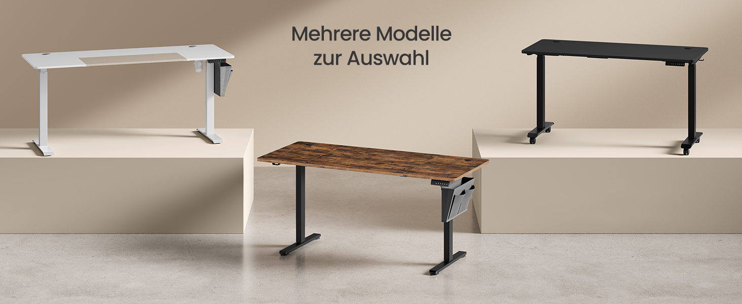 SONGMICS Стол письменний електричний, 160 x 70 см, регульована висота, 4 положення пам'яті, для офісу, вінтажний коричневий, LSD136K01