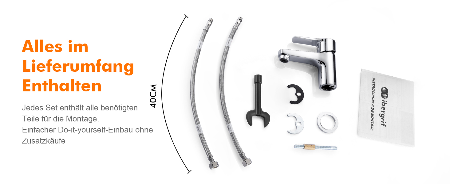 Ibergrif - Змішувач для ванної кімнати з одним важелем, хром. Змішувач для раковини з водозберігаючою функцією, анти-відбитки пальців, легка установка, модель M11057. Без функції холодного старту.