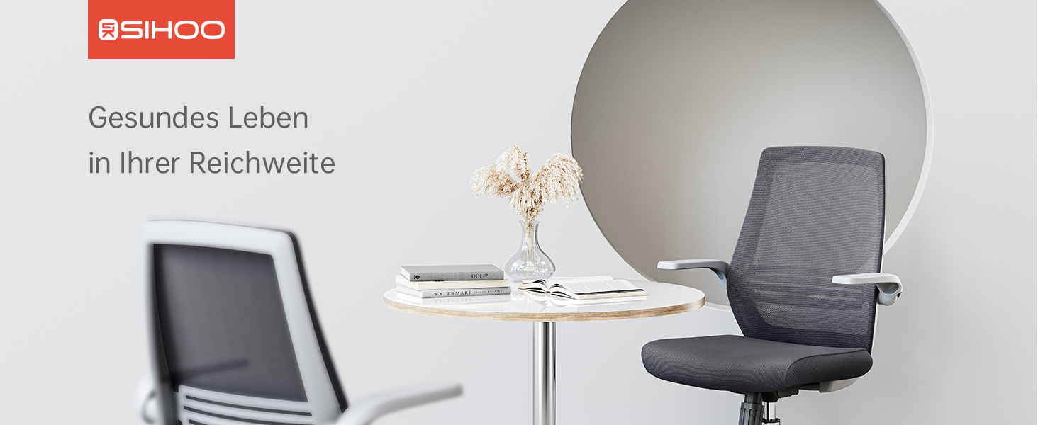 Офісний стілець SIHOO ергономічний з регульованими підлокітниками, підтримкою попереку, м'якою спинкою з сітки та коліщатками, поворотний комп'ютерний стілець (Чорний, Сучасний)