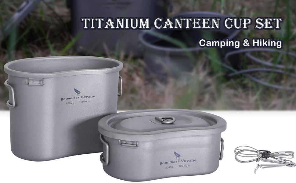 Набір для приготування їжі iBasingo Ti2046C: титановий посуд для кемпінгу та подорожей (600мл каструля, 300мл чашка)