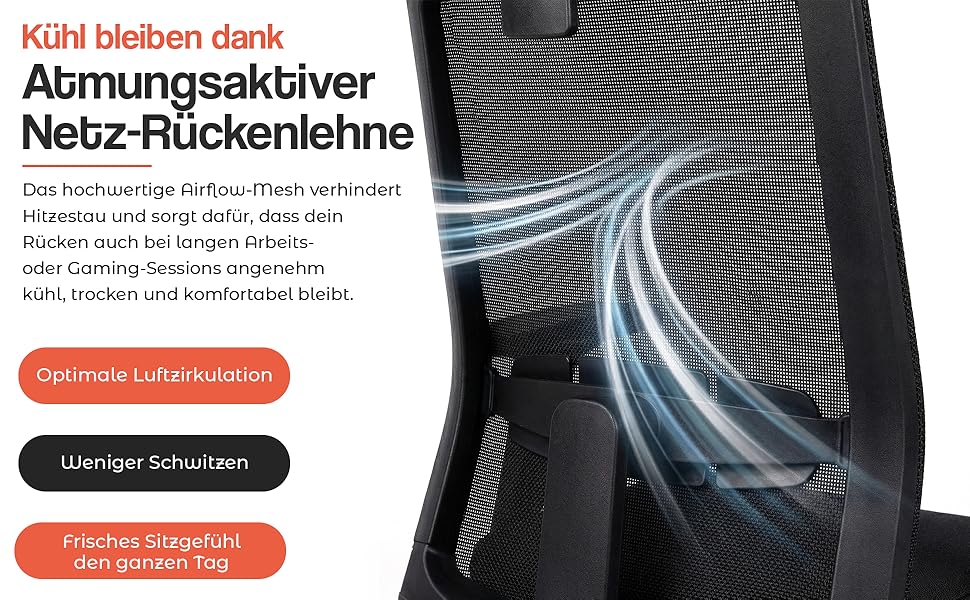 Офісний стілець YOS S5 з підтримкою спини та голови, чорний. Ergonomічний стілець до 150 кг, Made in Germany