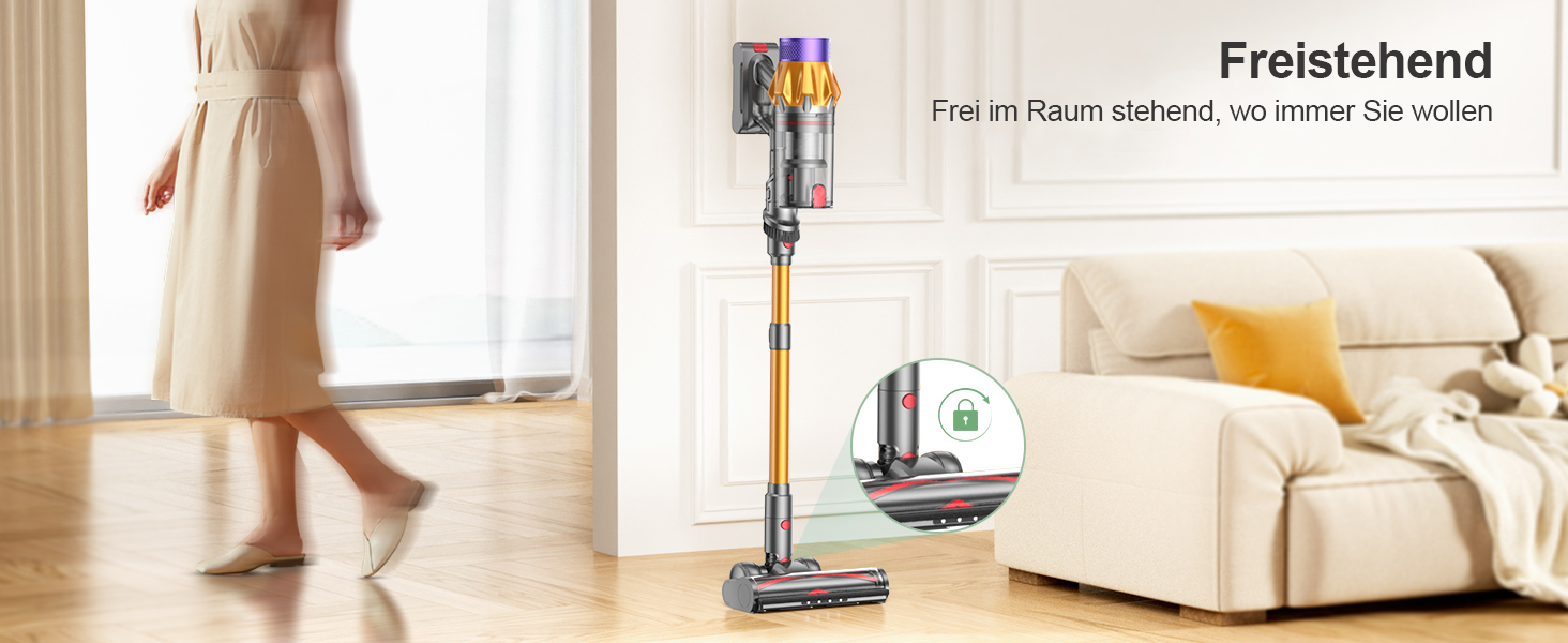 Бездротовий акумуляторний пилосос SunSare 600W з дисплеєм та станцією, тихий, для твердих поверхонь, килимів та шерсті тварин