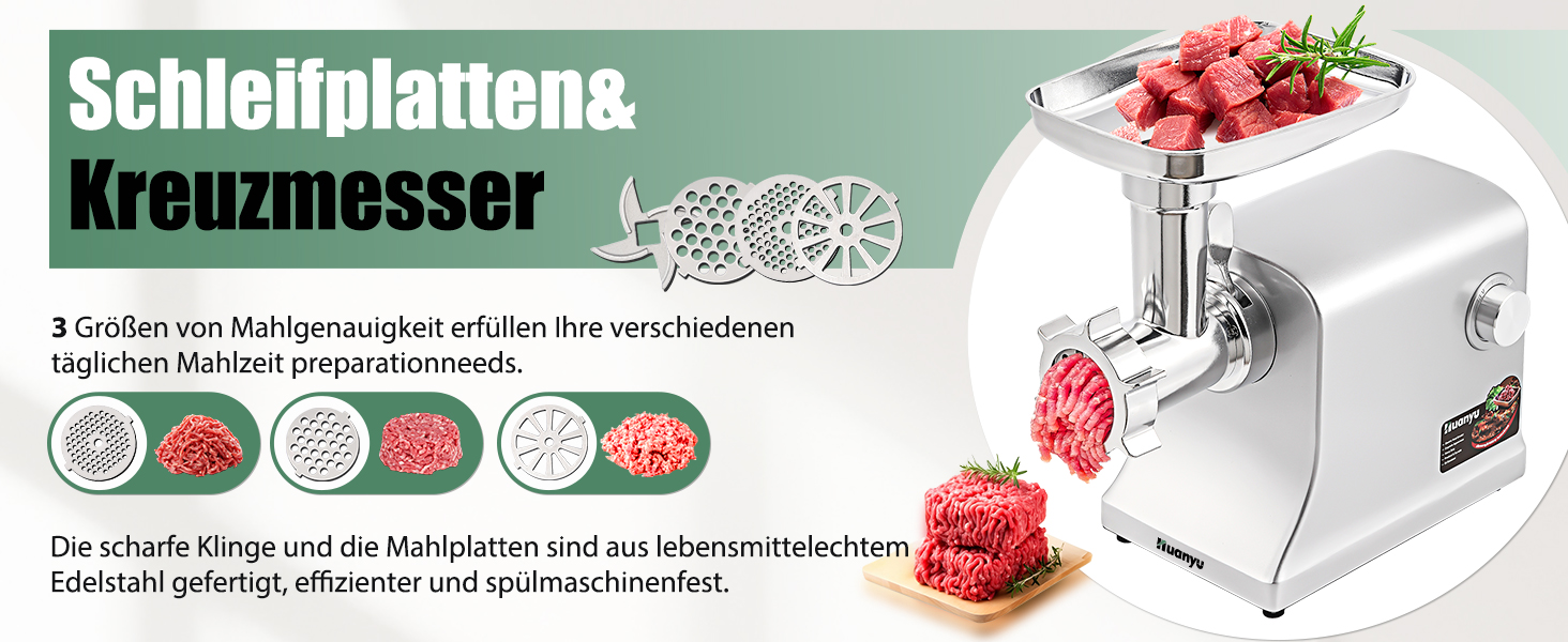 Електрична м'ясоподрібнювач Huanyu 2800W з насадкою для ковбас - багатофункціональна кухонна машина для дому та професійного використання