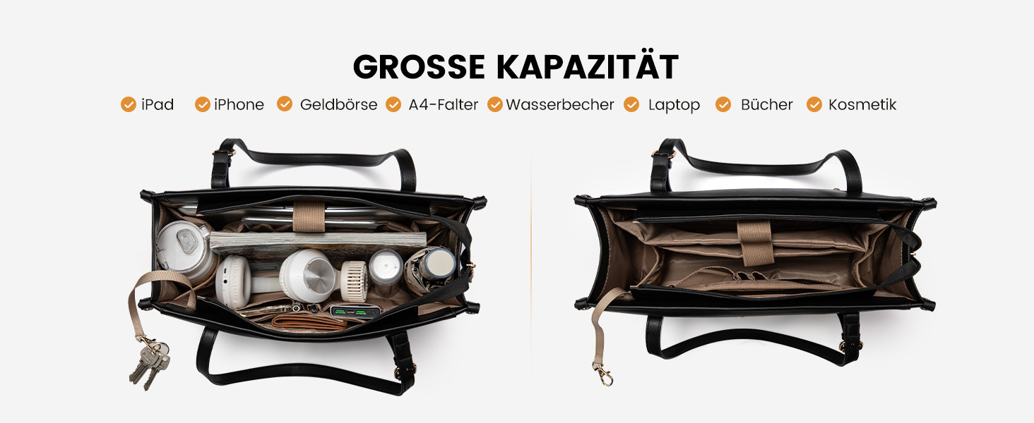 LOVEVOOK Сумка для ноутбука 15.6 дюймів, жіноча, велика, водонепроникна, сумка-шоппер, ділова, з PU шкіри, для офісу, навчання, чорна