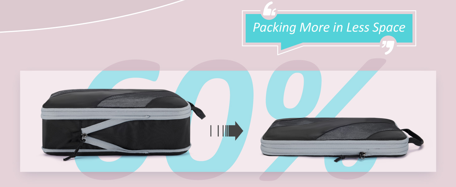 Набір компресійних органайзерів для подорожей BAGSMART для валізи та ручної поклажі, 6 шт, Rose (Baby Blue)