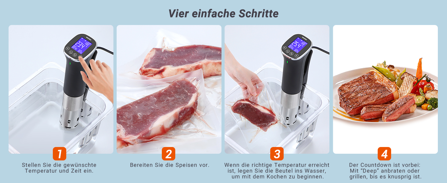 Су-від кухонний нагрівач ISV-300W з Wi-Fi | Професійний су-від для приготування їжі, точна температура ±0,1°C, IPX7 водонепроникність, APP-рецепти