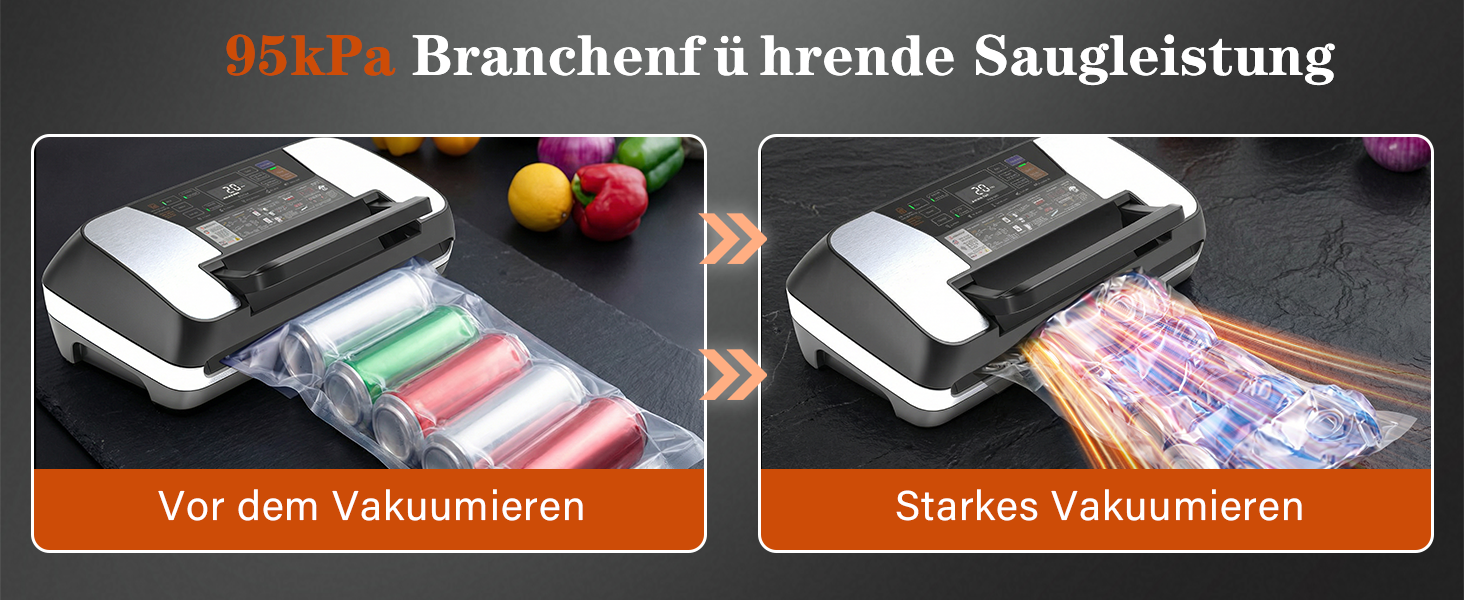 Вакууматор для продуктів 12-в-1 (95 kPa) з подвійним швом, системою Easy-Lock та вбудованим різаком, сріблястий