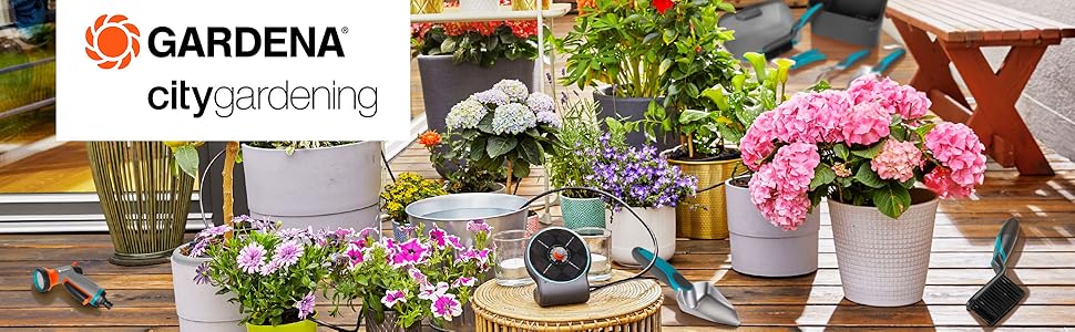 Набір для поливу Gardena City Gardening: шланг 10м, касета для зберігання, компактна ручка, для тераси та саду (18400-20)