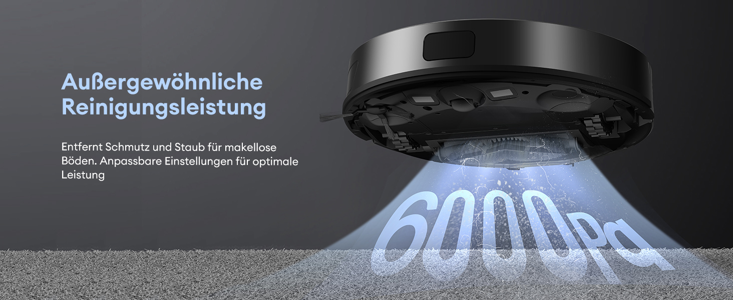 Робот-пилосос Ultenic з функцією миття 6000Pa, LiDAR навігація, 3-в-1, 150 хв роботи, керування через додаток, для шерсті тварин, килимів та твердих підлог D10