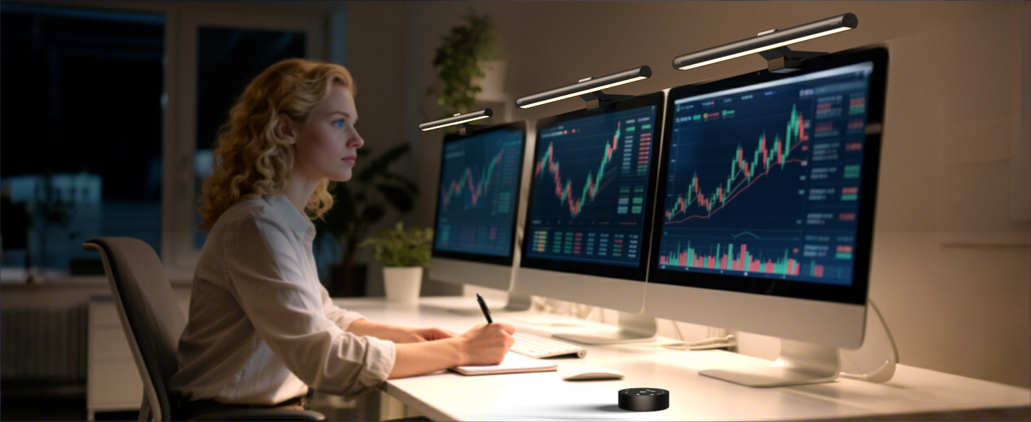 LED-лампа для монітора Quntis з радаром, авто вмикання/вимикання, пультом ДУ, 52 см, регулювання кольору та яскравості, таймер, захист від синього світла, USB-лампа для ПК