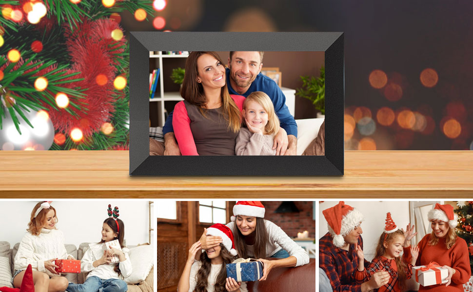 Цифрова фоторамка YUUTY WLAN 10.1 дюймів, 32ГБ, HD IPS LCD сенсорний екран 1280x800, автоматичний поворот, підтримка віддаленого передачі фото