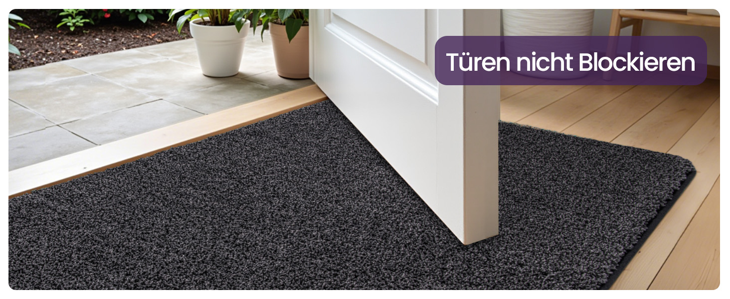 Килимок для дому DEXI 80 x 120 см, чорно-сірий, антиковзаючий, швидковисихаючий, для собак, вхідні двері, коридор