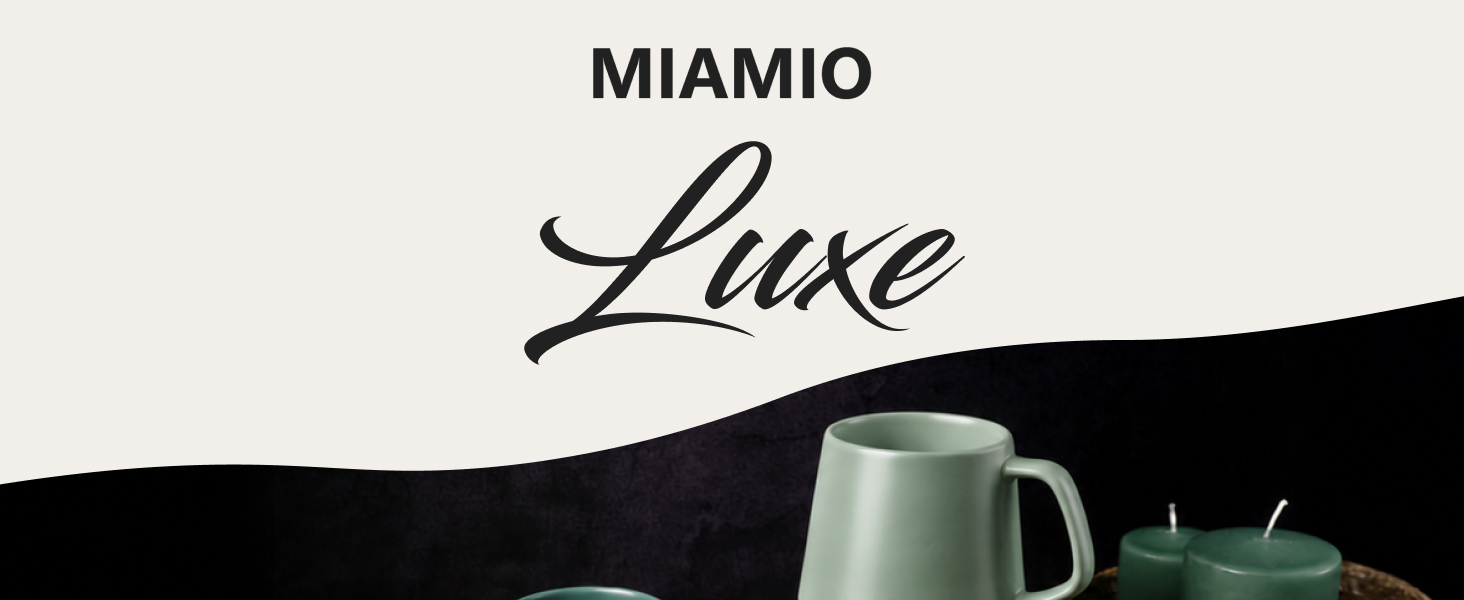 Набір керамічних чашок для кави та чаю MIAMIO Luxe Collection (4 шт, 420 мл) — великі чашки для капучино та еспресо, підходять для мікрохвильової печі та посудомийки, колір Evergreen