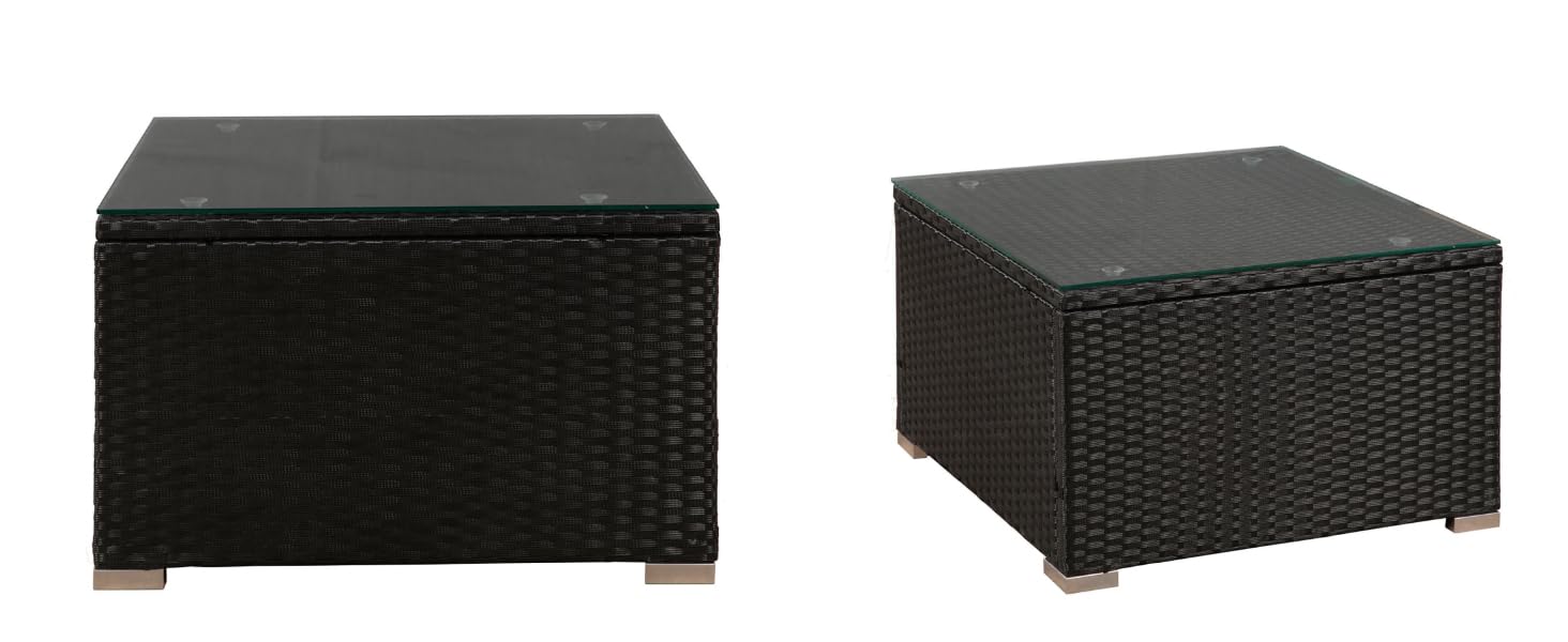 Садовий комплект меблів Juskys Polyrattan Punta Cana для 4-5 осіб: диван, крісло, пуф, стіл, подушки - чорний/сірий