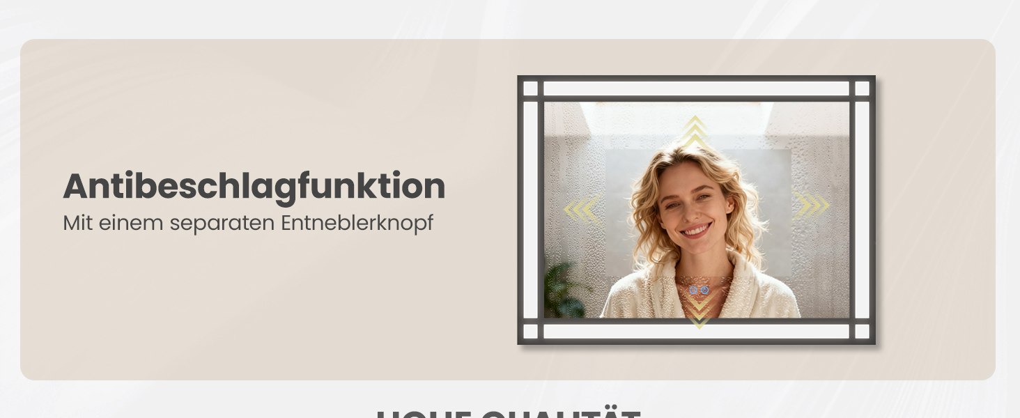 Дзеркало для ванної кімнати AQUABATOS LED з підсвічуванням 50x70 см, імітація вікна, сенсорне регулювання, антизапар, чорний алюмінієвий каркас, індустріальний стиль