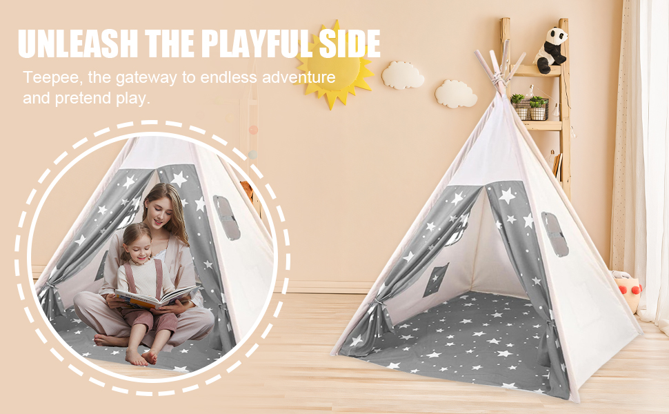 Дитячий намет-типі для гри, намет-типі для дітей з вікном, індіанський намет-типі для дому та вулиці, куточок для затишку та ігор