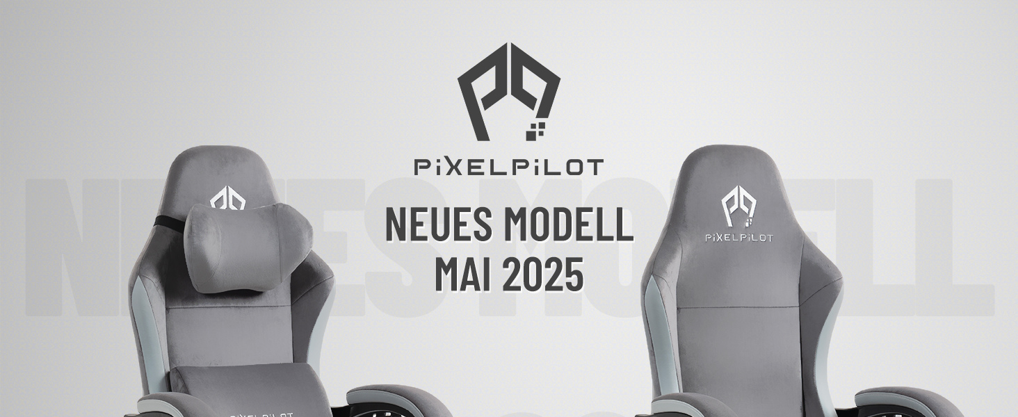 Ігровий крісло PixelPilot Nebula (Сірий Pure) з підніжкою, підтримкою голови та попереку, дихаючий матеріал, широке сидіння, до 150 кг
