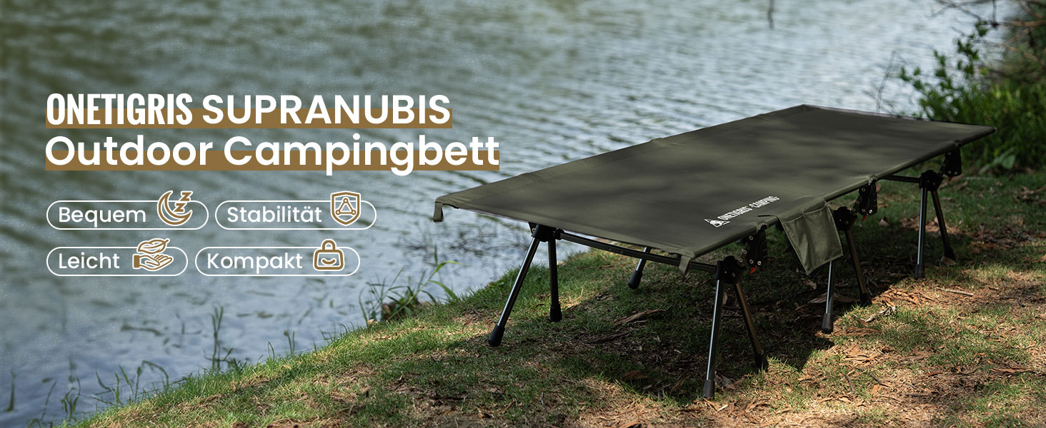 Розкладне польове ліжко OneTigris SUPRANUBIS 190×70 см, портативне кемпінгове ліжко, легке складане, до 150 кг для намету, відпочинку, подорожей, саду та офісу