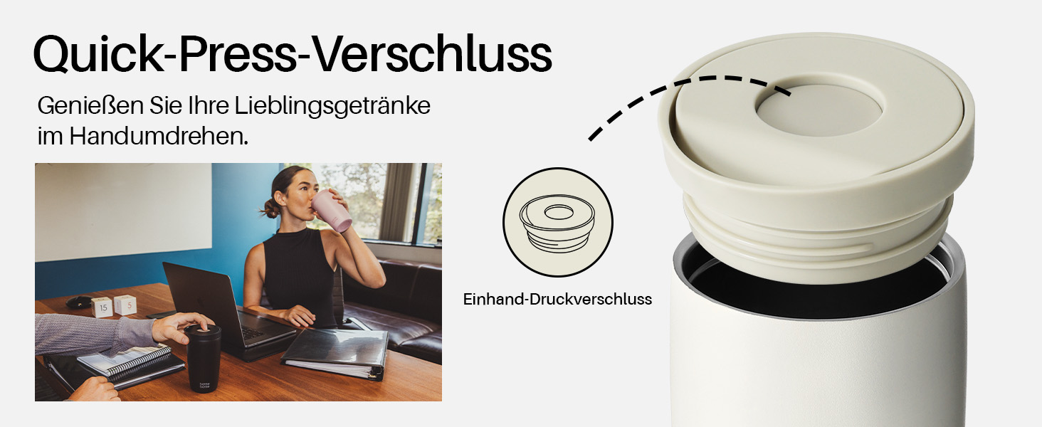 Термокружка BOTTLE Thermobecher 350 мл, для кави та чаю, витікання, Quick-Press, Isolierbecher Travel Mug Classic Grande (Зелена)