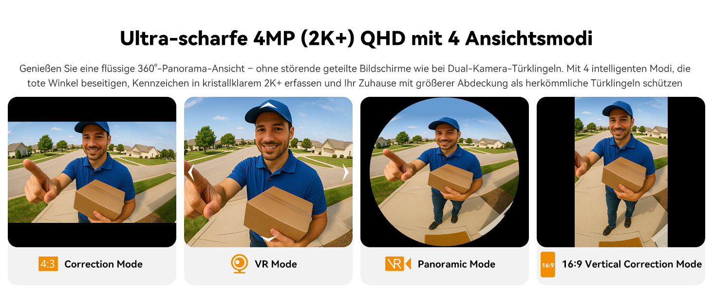 Відеодзвінок Imou DB3 KIT 4MP Panoramic, 2K+ WiFi, нічне бачення 5м, розпізнавання пакунків AI, двосторонній зв'язок
