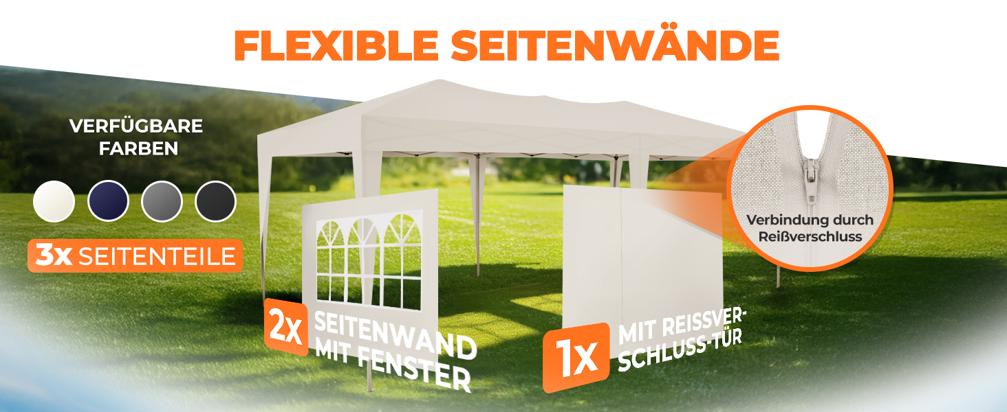 Павільйон Kronenburg розкладний, 3x3 м, водонепроникний, захист від сонця UV 50+, колір шампань, з 4 боковими частинами