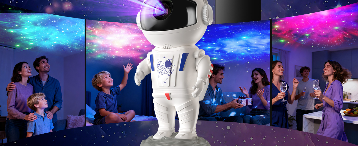 Проектор зоряного неба TechRise Astronaut: LED нічник з ефектом космосу, таймером та дистанційним керуванням, білий
