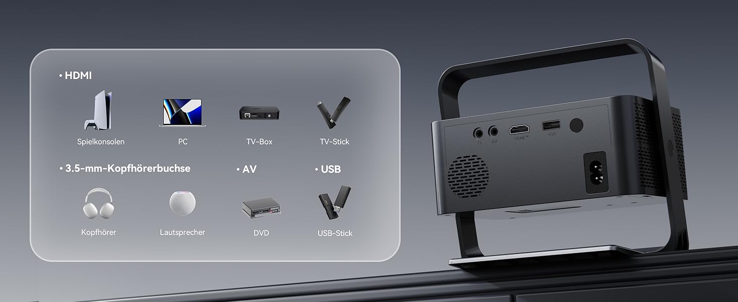 Проектор Beamer 4K з підтримкою 1500 ANSI, 1080P FHD, Smart, автоматичною корекцією трапеції, електричним фокусом, WiFi 6, Bluetooth для домашнього кінотеатру та на відкритому повітрі (сталево-сірий)