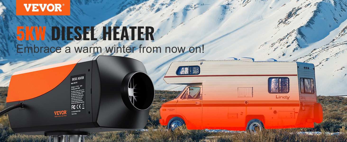 Дизельний повітряний опалювач VEVOR 12/24V 2kW з LCD-дисплеєм та пультом керування для авто, фургонів, автобусів